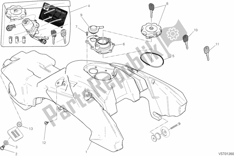 Todas as partes de Tanque De Combustível do Ducati Hypermotard Hyperstrada USA 821 2014